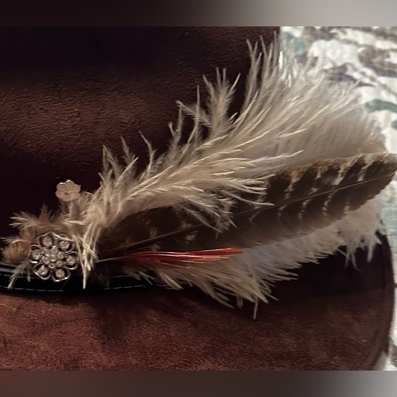 Brown Western Hat with Feather Accent - Picture 8 of 8